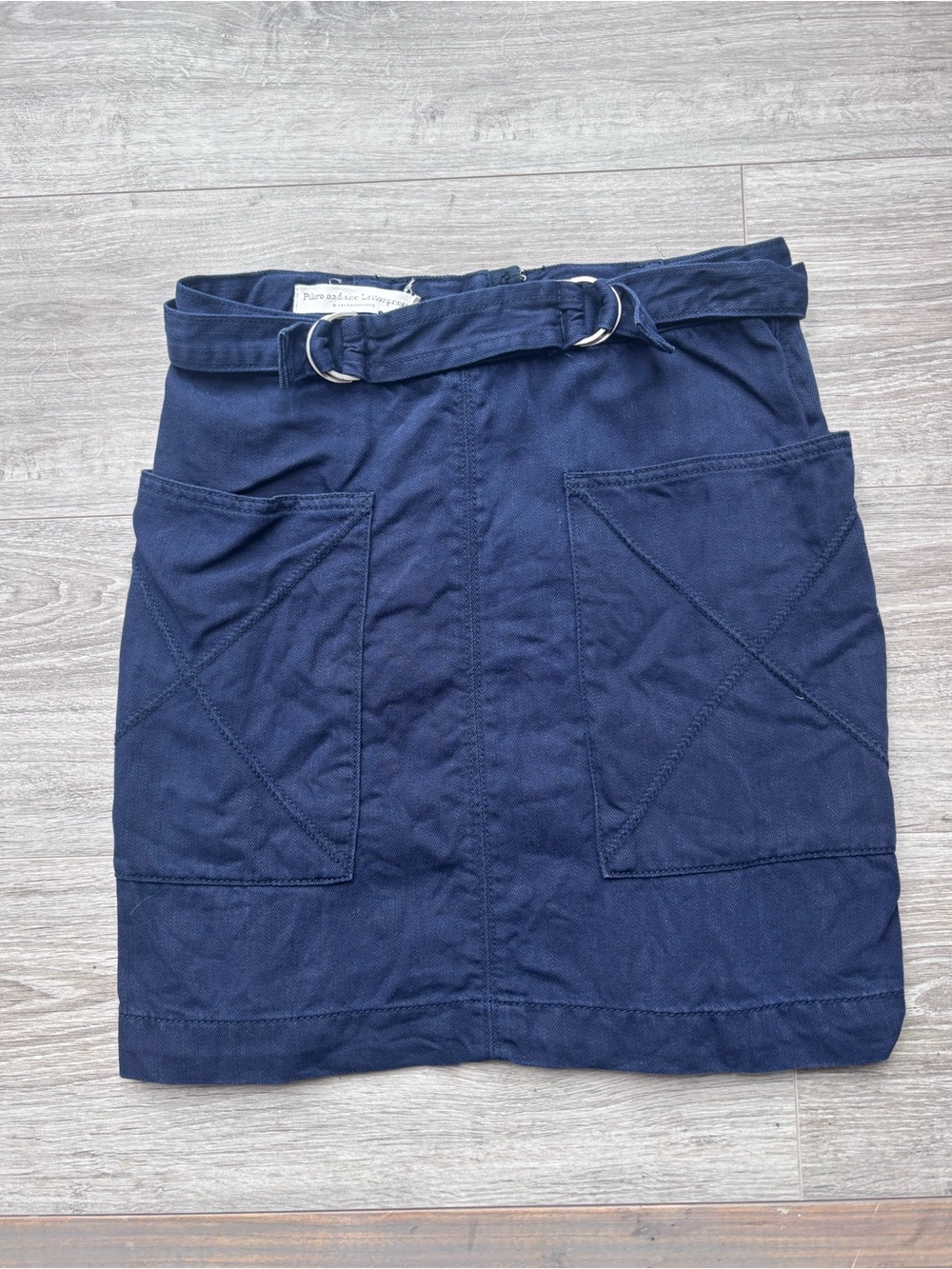 Anthropologie Navy Utility Cargo Mini Skirt with Belt & Pockets